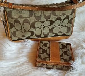 Auth. coach handbag with matching wallet